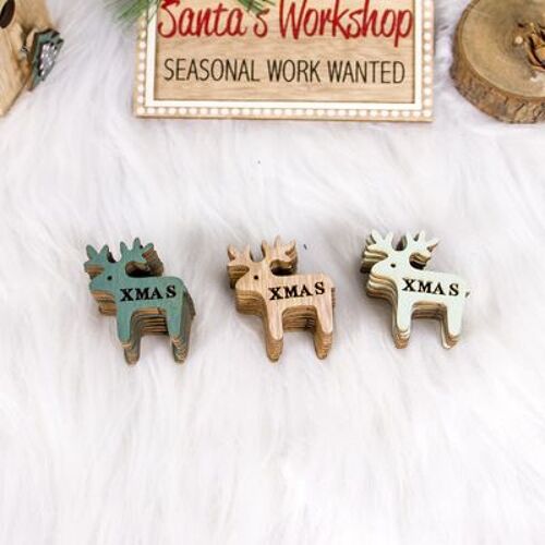 Pendentifs de sapin de noël en bois, 24 pièces, joyeux nouvel an, cerf, flocon de neige, décorations artisanales pour la maison, 2020