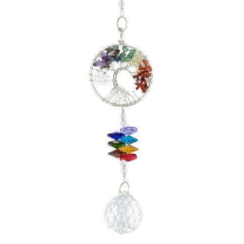 Arbre de vie en cristal, attrape-soleil, pendentif fait à la main, décoration de jardin, décoration esthétique de maison, ornement suspendu