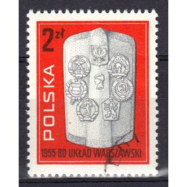 Pologne 1980 : 25è Anniversaire De La Signature Du Traité De Varsovie : Sceaux Des Pays Signataires - Timbre Oblitéré