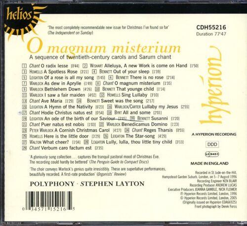 O Magnum Misterium : Sequence Of Xxth Century Carols & Sarum Chant Ens. Plyphony