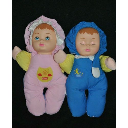 Doudou Playskool Poupee Double Face Bleu Et Rose Nuit Jour