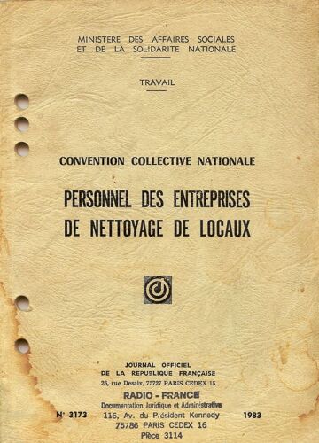 Convention Collective Nationale, Personnel Des Entreprises De Nettoyage De Locaux