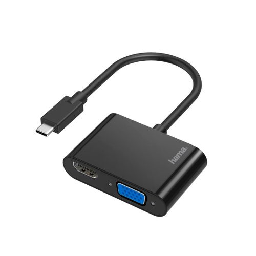 Adaptateur vidéo, 2 en 1, fiche USB-C - port VGA et HDMI?, Full-HD 4K