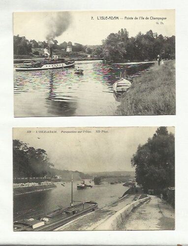 Lot De 2 Cpa. L'isle-Adam(95) Perspective Sur L'oise/Pointe De L'ile De Champagne