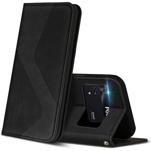 Coque pour Xiaomi Poco M4 Pro 4G, Premium de [Emplacements Cartes] [Magnetique], Clapet Folio pour Xiaomi Poco M4 Pro 4G (Noir)