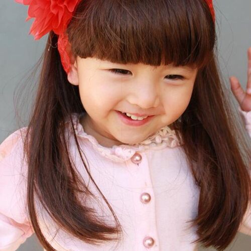 Perruque Synthétique Lisse En Fiber Résistante À La Chaleur Pour Enfant, Cheveux Bruns/Noirs 