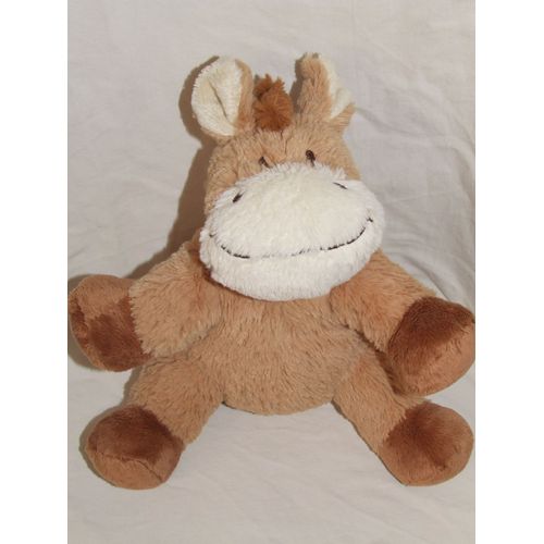 Cheval Nicotoy Doudou Peluche Marron 23 Cm Assis