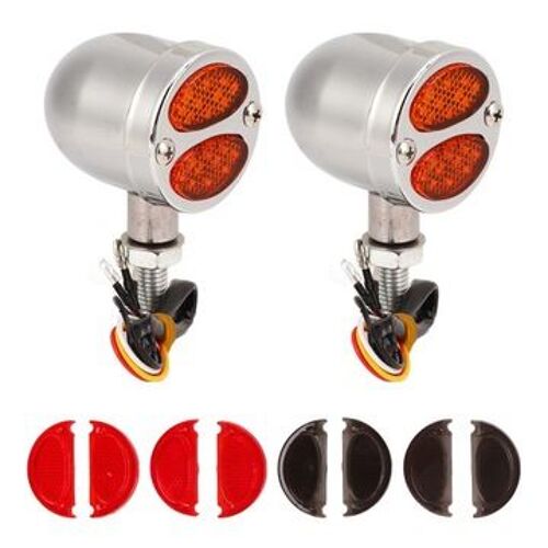1 Paire De Clignotants Led Pour Motos, Indicateur Double Couleur Clignotant 12v Qp14086