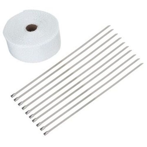 Ruban Isolant Blanc Pour Tuyau D'échappement De 33 Pieds Pour Motos Qp13232