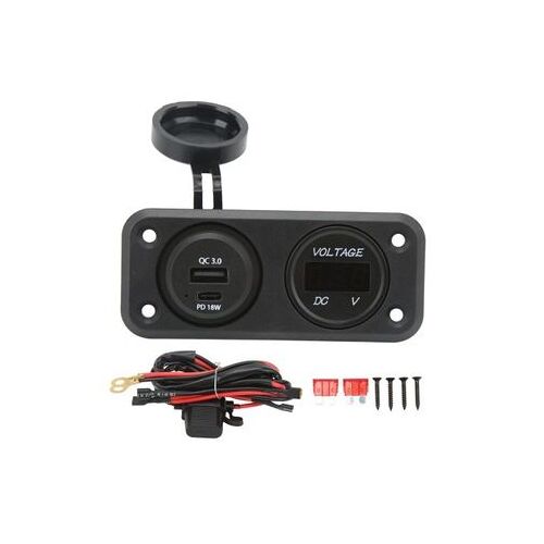 Chargeur De Voiture À Double Port Avec Voltmètre À Rétroéclairage Bleu Qp12623