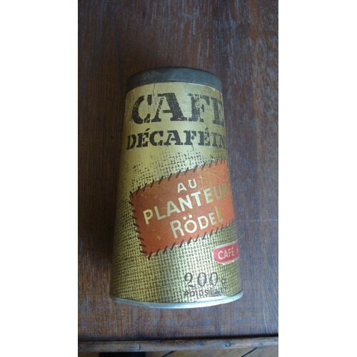 Ancienne Boite Metal Tole Et Carton Cafe Decafeine Au Planteur Rodel,Ca 1935.