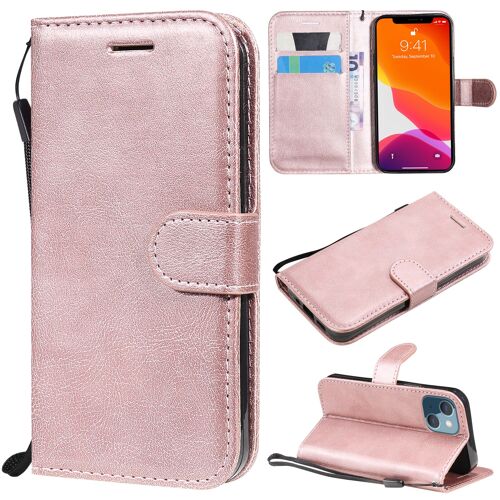 Coque Pour Iphone 13 Mini,Portefeuille Etui Housse En Cuir Protection Avec Porte Cartes,Antichoc Etui A Rabat Pochette Pour Iphone 13 Mini,Rose