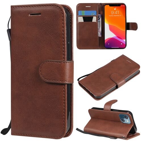 Coque Pour Iphone 13 Mini,Portefeuille Etui Housse En Cuir Protection Avec Porte Cartes,Antichoc Etui A Rabat Pochette Pour Iphone 13 Mini,Marron