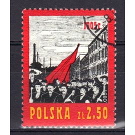 Pologne 1980 : Groupe De Révolutionnaires Et Drapeau Rouge - Timbre Oblitéré