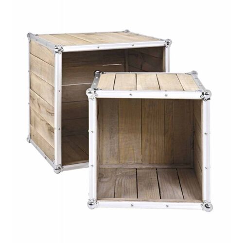 Lot de 2 Tables d'Appoint "Mallette" 47cm Naturel