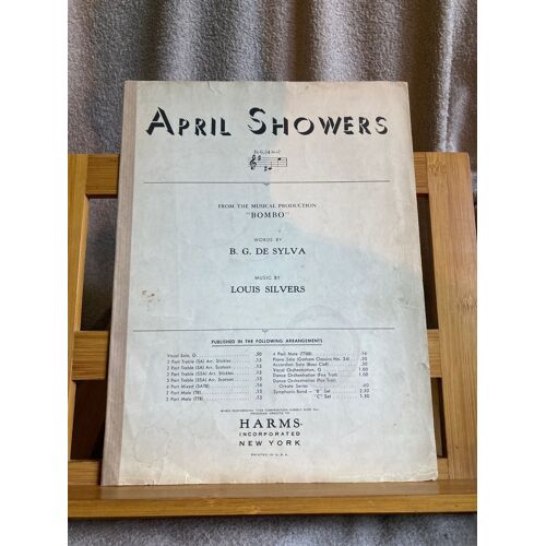 Louis Silvers April Showers Partition Chant Piano Bombo En Sol Harms Incorporated