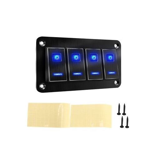 Panneau D'interrupteur À Bascule En Alliage D'aluminium Dc12v-24v Pré-Installé, 4 Pièces Qp9596