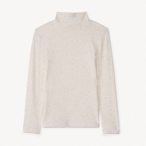 Sous-Pull Scintillant Effet Côtelé À Col Cheminée Pour Fille - Ecru