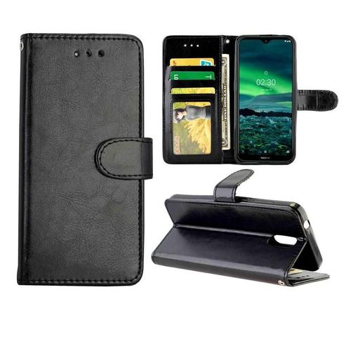 Flip Étui Pour Nokia 2.3 Fermeture Magnétique Cuir Pu Titulaire De La Carte Antichoc Bicelle - Noir