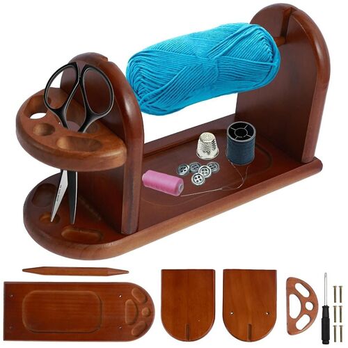 Wooden Yarn Holder For Knitting Crochet, Yarn Rack Stand With Slots, Horizontal Yarn Spinner, Stabl