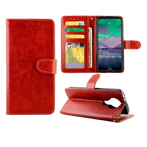 Flip Étui Pour Nokia 3.4 Antichoc Cuir Pu Bicelle Titulaire De La Carte Fermeture Magnétique - Rouge
