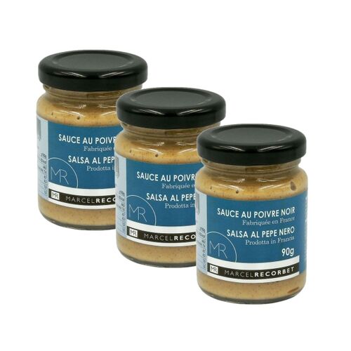 Lot 3x Sauce Au Poivre Noir - Fabriquée En France - Mr - Pot 90g