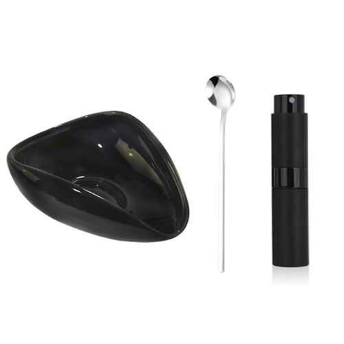 Tasse Doseuse De Grains De Café Et Flacon Pulvérisateur Rdt Et Cuillère 3 Pièces, Accessoires De Bar À Café, Récipients Doseurs En Céramique Noir