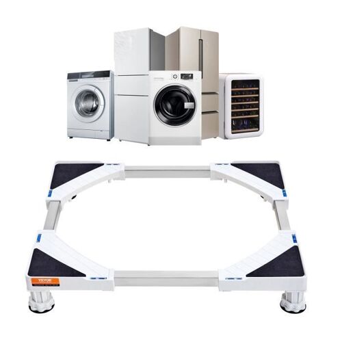 Support pour Machine à Laver - VEVOR - 414 x 414 x 96,5 mm,Base extensible 414-690 mm, réglable en largeur,blanche,1,3 kg