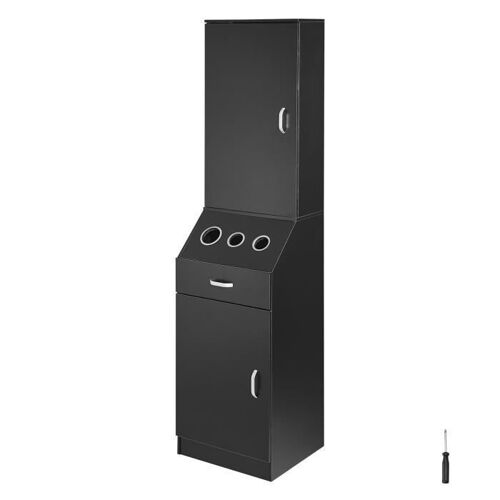 Armoire de rangement pour salon de coiffure-VEVOR-avec 3 supports de sèche-cheveux, tiroir,pour organiser outils, noir