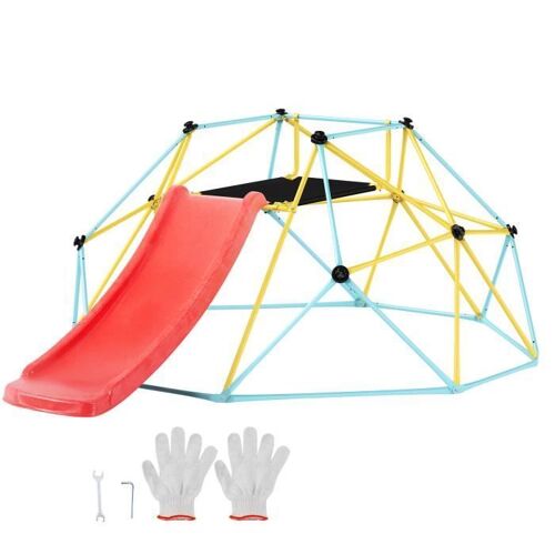 Dôme D'escalade Géométrique-Vevor-3 À 9 Ans-244 Cm- Toboggan-Supporte 272 Kg-Manche-Assemblage Facile-Intérieur Et Extérieur