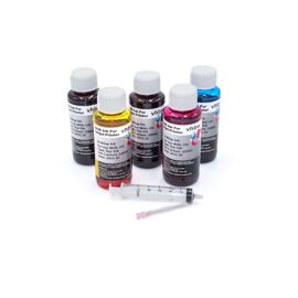 vhbw 5x Encre de recharge compatible avec Epson imprimante - Kit de recharge dye cyan, dye magenta, dye noir, dye jaune, 100ml