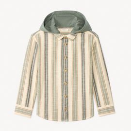 Surchemise Rayée En Toile Avec Capuche Pour Garçon - Ecru