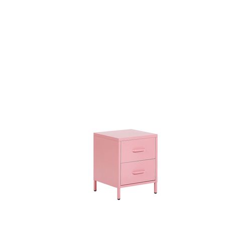 Table De Chevet 2 Tiroirs En Acier Rose Malavi