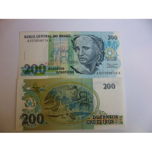 Brésil 200 Cruzeiros 1990  Unc  Neuf !