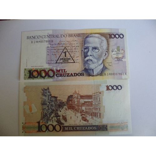 Brésil 1000 Cruzados/1 Cruzado Novo 1989 Neuf Unc !!