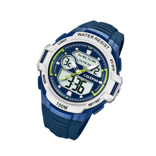 Calypso Montre Pour Hommes K5770/3 Montre-Bracelet En Plastique Pu Numérique Sport Bleu Uk5770/3
