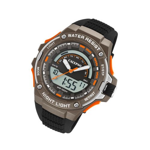 Calypso Montre Pour Hommes K5768/2 Montre-Bracelet En Plastique Pu Numérique Noir Uk5768/2