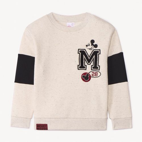 Sweat Molleton Effet Neps Mickey Disney Pour Garçon - Ecru Chiné