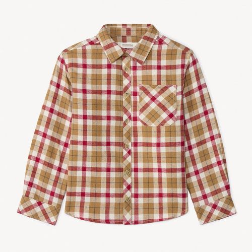 Chemise Manches Longues À Carreaux Pour Garçon - Caramel