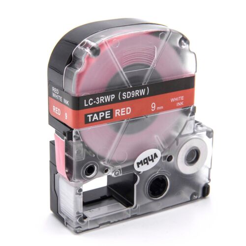 vhbw Ruban compatible avec Epson OK300, OK200, LW-400, LW-300, LW-900P, LW-500, LM-700 imprimante d'étiquettes 8m x 9mm Blanc sur Rouge