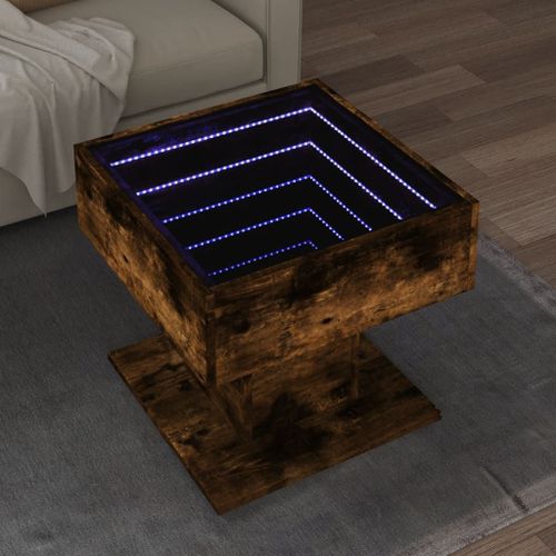 Vidaxl Table Basse Avec Led Chêne Fumé 50x50x45 Cm Bois D'ingénierie