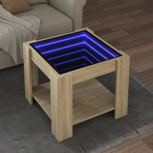 Vidaxl Table Basse Avec Led Chêne Sonoma 53x53x45 Cm Bois D'ingénierie