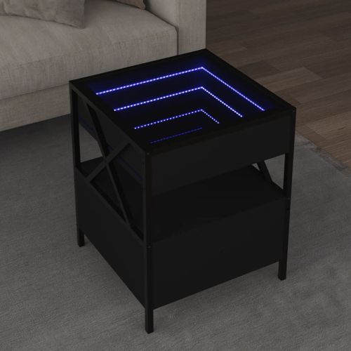 Vidaxl Table Basse Avec Led Infinity Noir 40x40x51 Cm