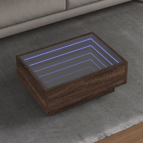 Vidaxl Table Basse Avec Led Chêne Marron 70x50x30 Cm Bois D'ingénierie