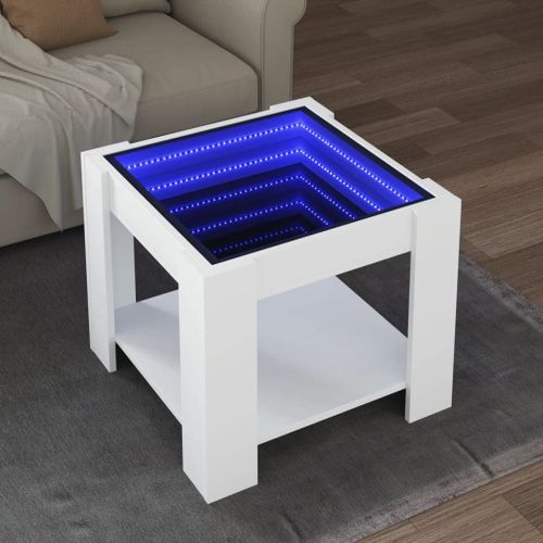 Vidaxl Table Basse Avec Led Blanc 53x53x45 Cm Bois D'ingénierie