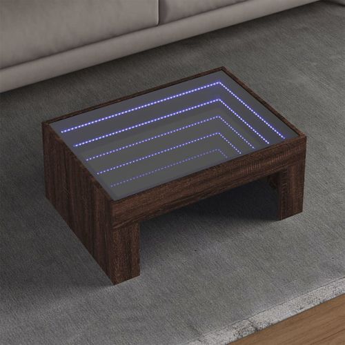 Vidaxl Table Basse Avec Led Infini Chêne Marron 70x50x30 Cm