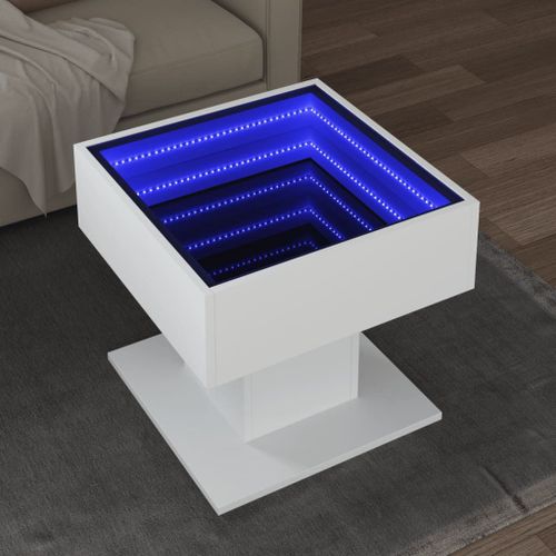 Vidaxl Table Basse Avec Led Blanc 50x50x45 Cm Bois D'ingénierie