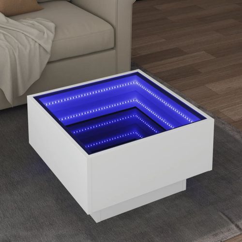 Vidaxl Table Basse Avec Led Blanc 50x50x30 Cm Bois D'ingénierie