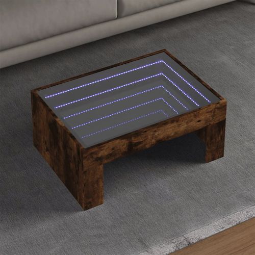 Vidaxl Table Basse Avec Led Infini Chêne Fumé 70x50x30 Cm