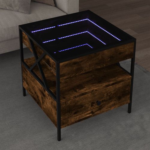 Vidaxl Table Basse Avec Led Infinity Chêne Fumé 50x50x51 Cm